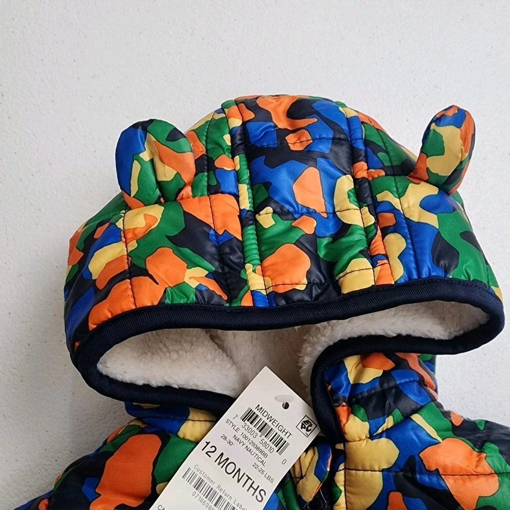 Baby First Impressions Multicolor  Nautical Hooded Jacket 12 M Midweight NWT